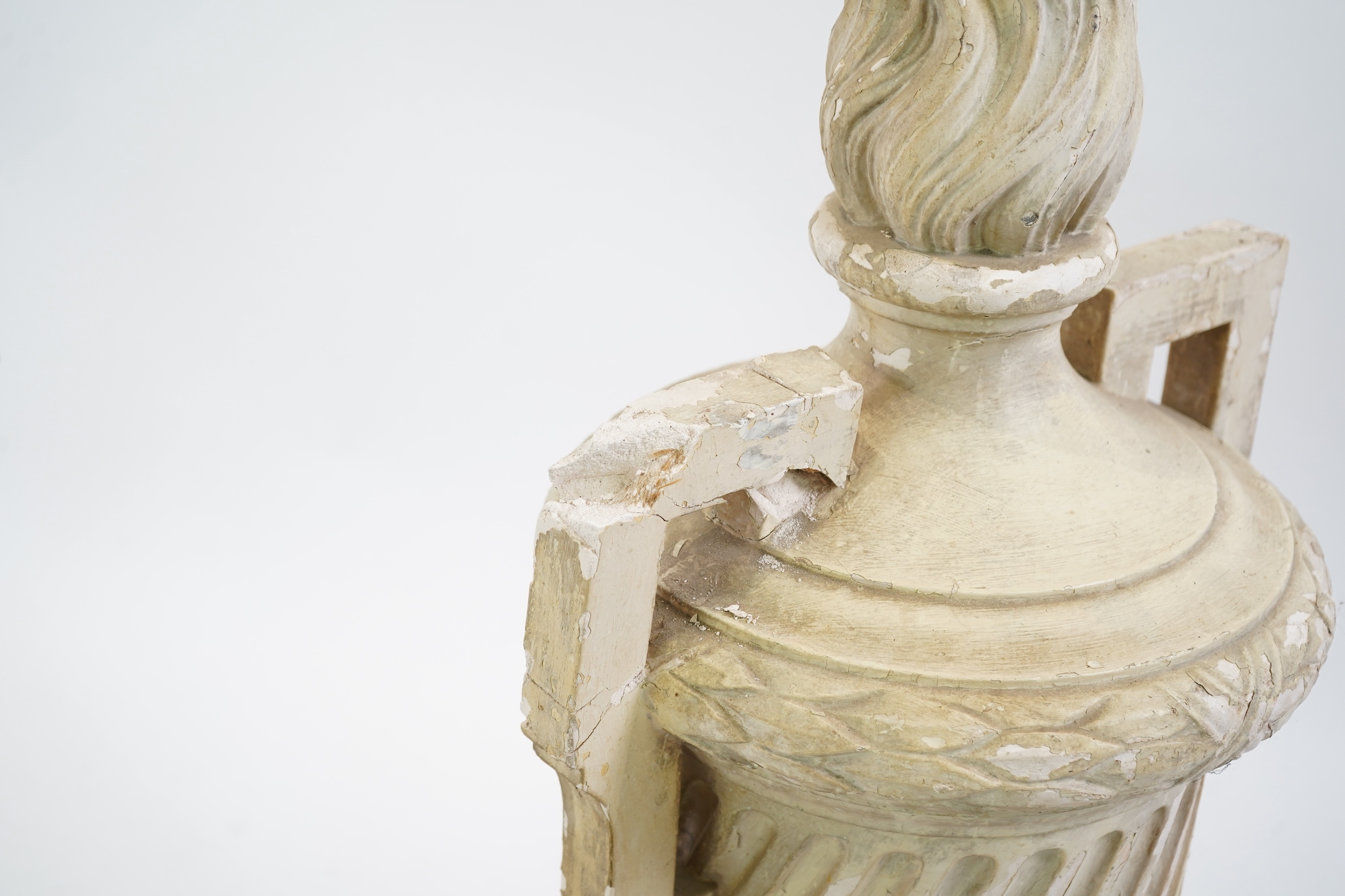 A pair of large 18th century style Italian cream painted plaster urns